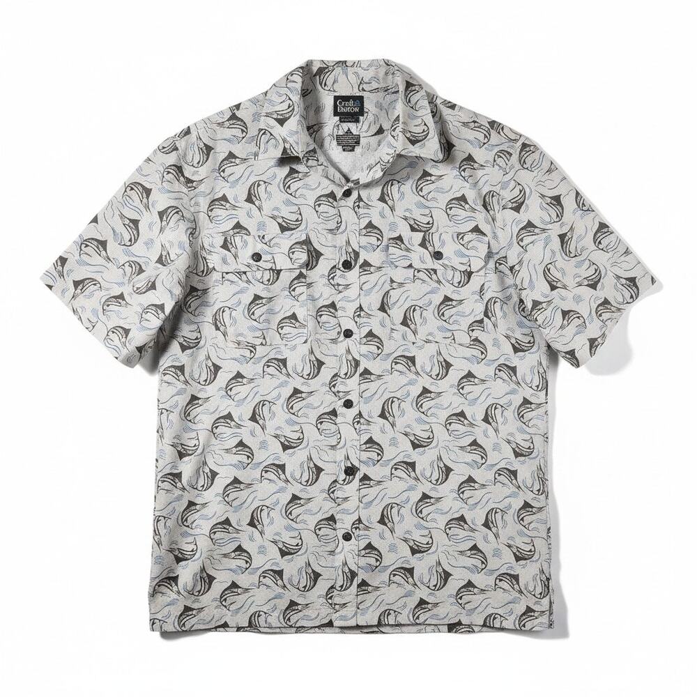 Croft & Barrow Performance All Over Print Button Down Shirt Fishing L Quick Dry